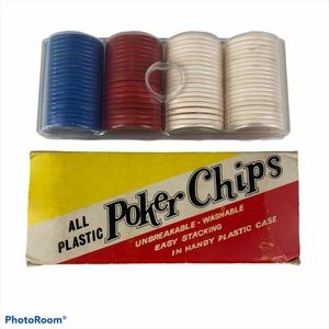 Vintage Poker Chips Plastic Stacking with Case